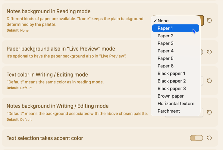 Paper background choices