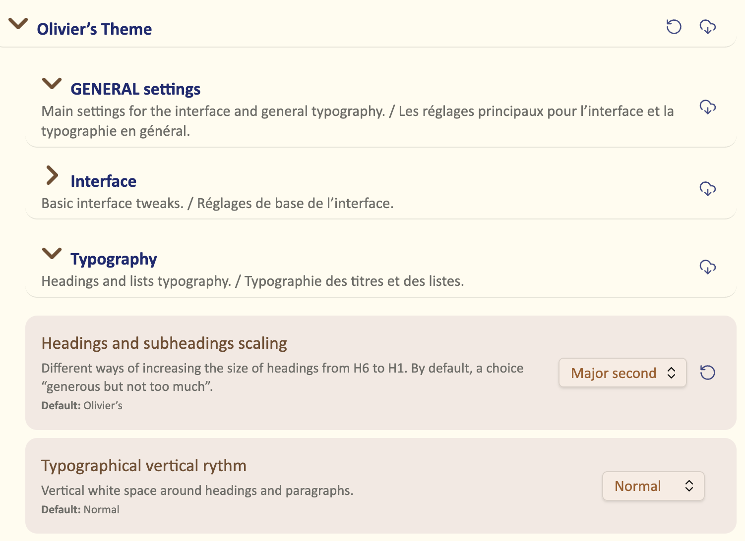 GENERAL settings > Typography