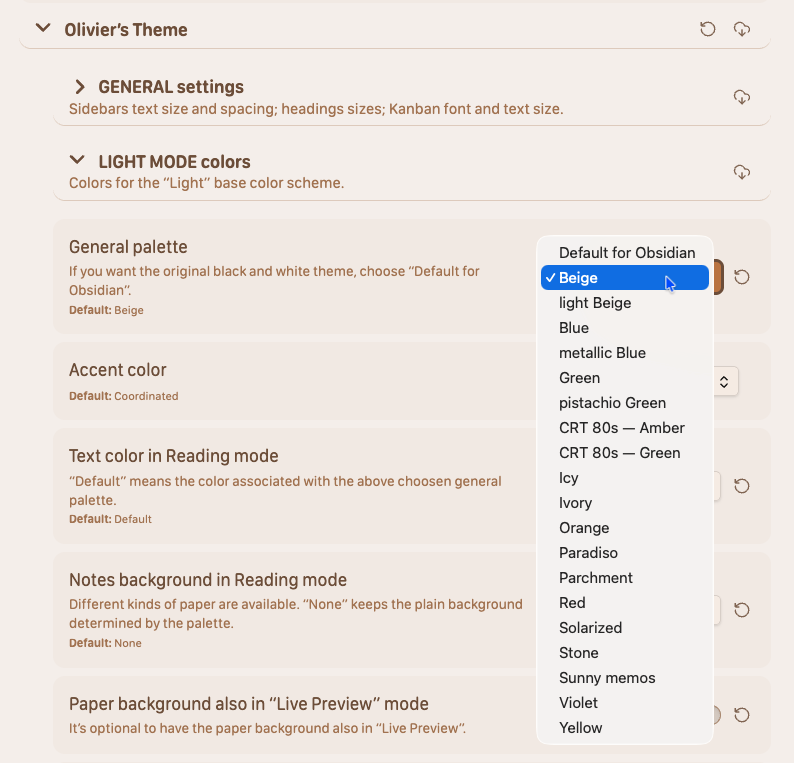 Light palette choice