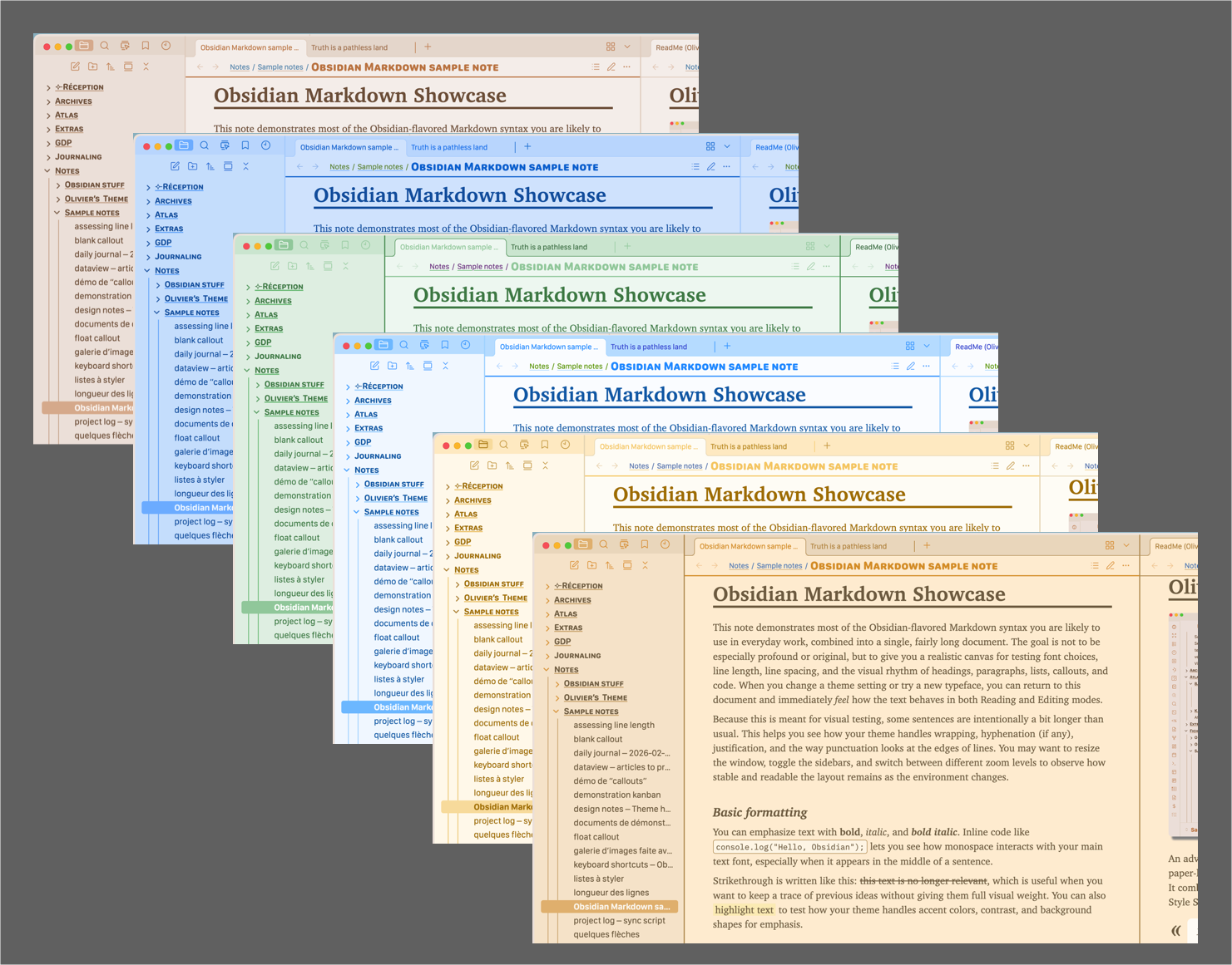 Light palettes showcases