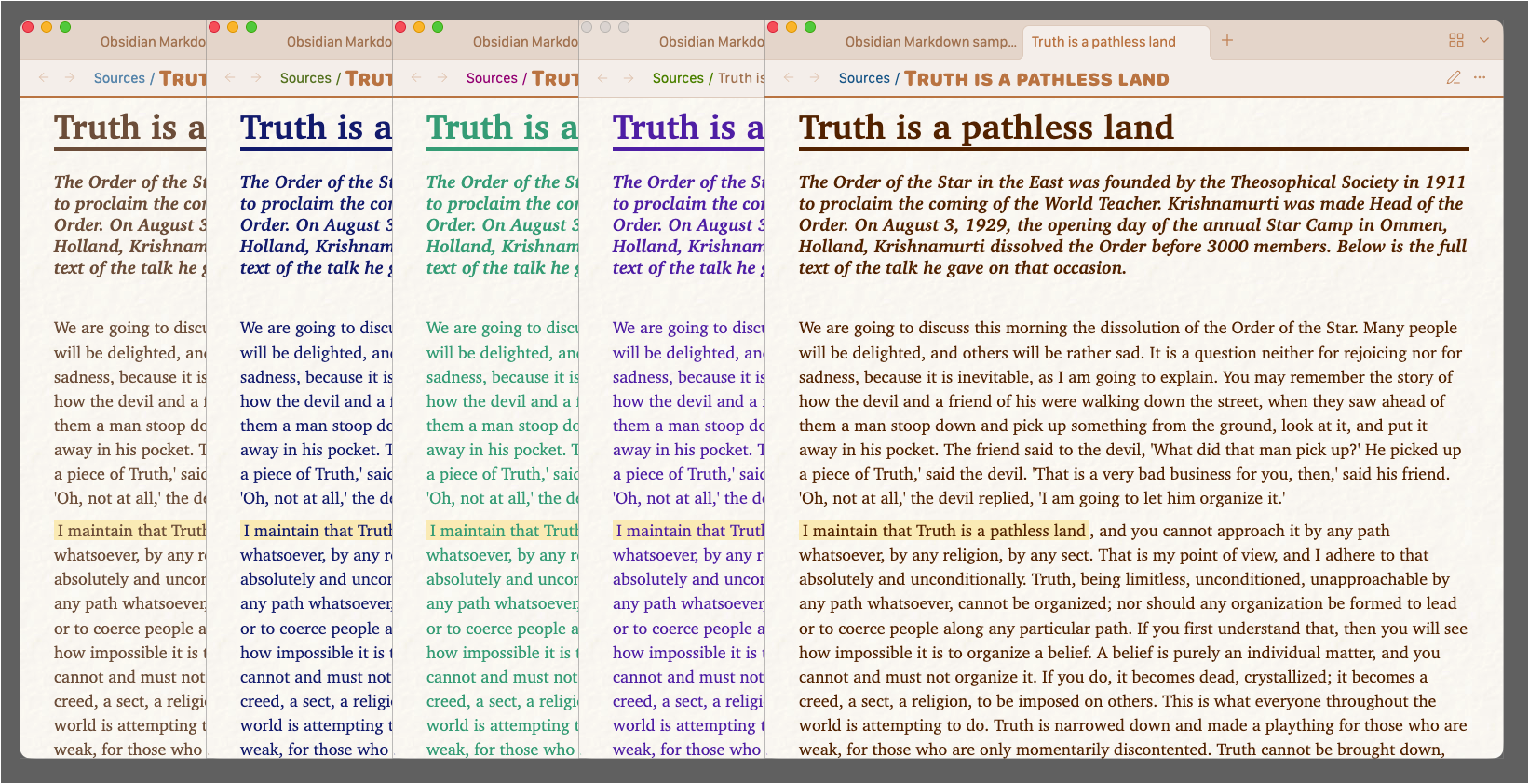 Text colors showcase
